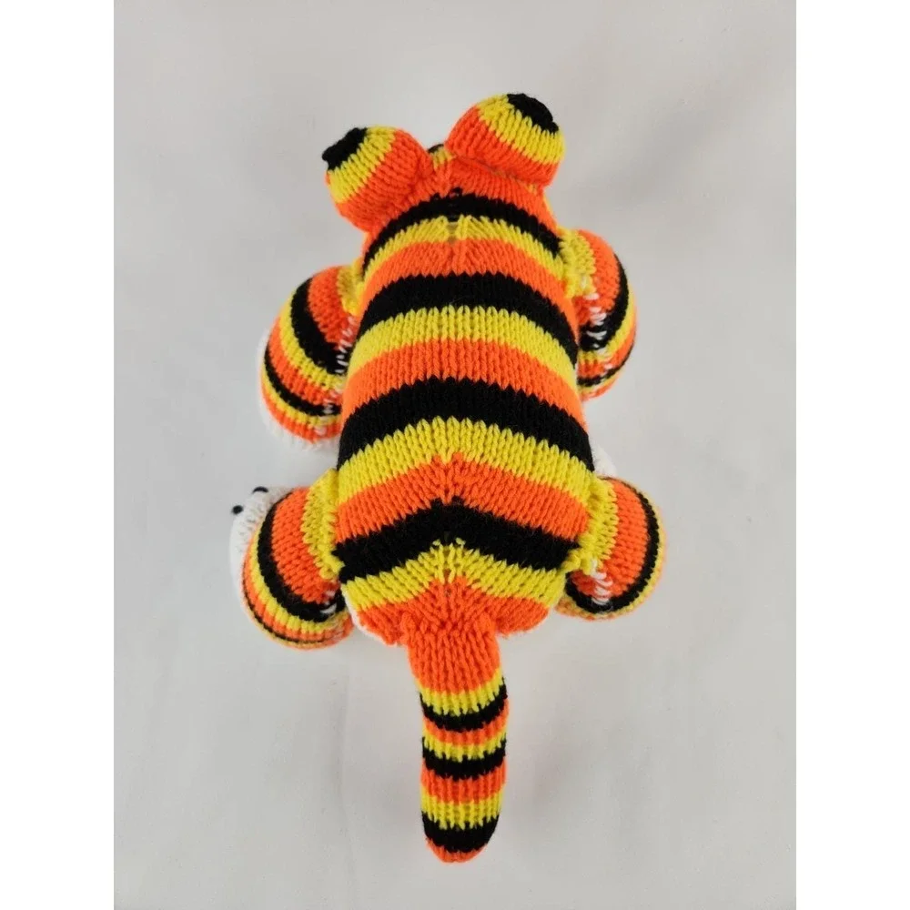CROCHETED handmade knitted Chunky‎ Knit tiger cub Calico Cat Striped Bear plush